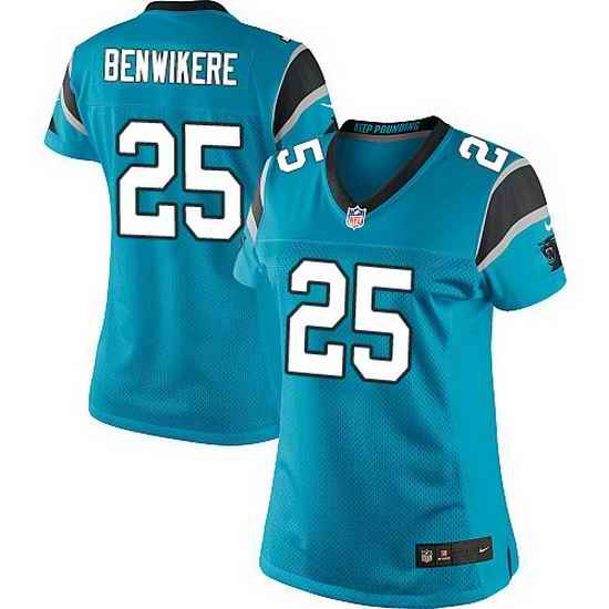 Nike Panthers #25 Bene Benwikere Blue Team Color Women Stitched NFL Jersey